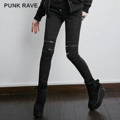 PK-069 black Denim Vintage Skinny Female Punk Jeans?-??Punk Rave Clothing