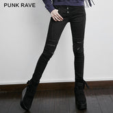 PK-069 black Denim Vintage Skinny Female Punk Jeans?-??Punk Rave Clothing