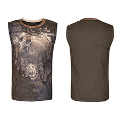 T-466 Summer Printed Mens black Sleeveless Punk Vest?-??Punk Rave Clothing