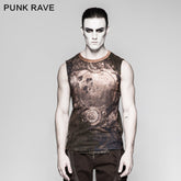 T-466 Summer Printed Mens black Sleeveless Punk Vest?-??Punk Rave Clothing
