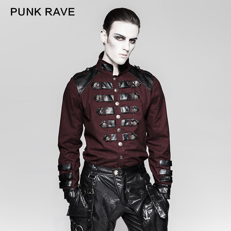 Y-753 Military Stand-up Collar Gothic Coat With Delicate Loops?-??Punk Rave Clothing
