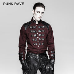Y-753 Military Stand-up Collar Gothic Coat With Delicate Loops?-??Punk Rave Clothing