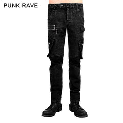 K-224 New Design Cotton black Jean Punk Pants For Men?-??Punk Rave Clothing
