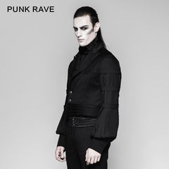 Y-743 Latest Festival Velvet black Mens Striped Punk Vest?-??Punk Rave Clothing