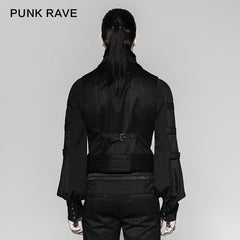 Y-743 Latest Festival Velvet black Mens Striped Punk Vest?-??Punk Rave Clothing