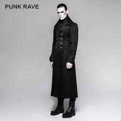 Y-742 Branded Classical Extra Long Men Striped Punk Coat?-??Punk Rave Clothing