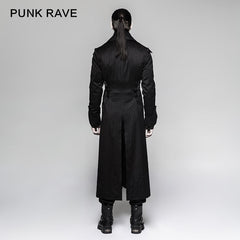 Y-742 Branded Classical Extra Long Men Striped Punk Coat?-??Punk Rave Clothing