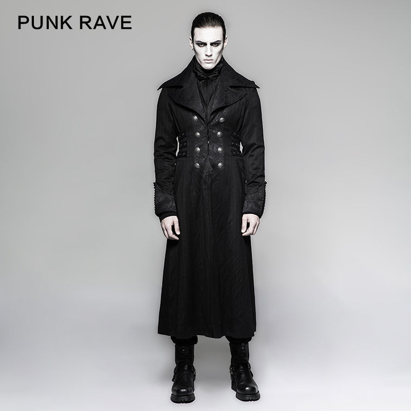 Y-742 Branded Classical Extra Long Men Striped Punk Coat?-??Punk Rave Clothing
