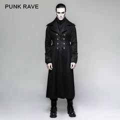 Y-742 Branded Classical Extra Long Men Striped Punk Coat?-??Punk Rave Clothing
