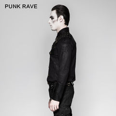 Y-740 Heavy Metal Texture Shoulder Leather Coating Punk Shirts?-??Punk Rave Clothing