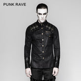 Y-740 Heavy Metal Texture Shoulder Leather Coating Punk Shirts?-??Punk Rave Clothing