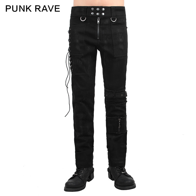 K-225 New Design Pure Cotton black Punk Pants For Men?-??Punk Rave Clothing