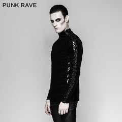 T-467 Gorgeous Elastic Square Pattern Long Sleeve Gothic T-shirts?-??Punk Rave Clothing