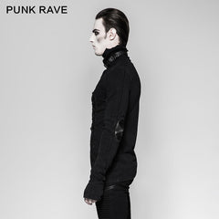 T-461 Multiple Loops Cotton Thread Fabric Hole black Punk T-shirts?-??Punk Rave Clothing