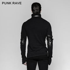 T-461 Multiple Loops Cotton Thread Fabric Hole black Punk T-shirts?-??Punk Rave Clothing