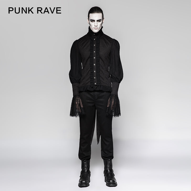 Y-739 Lace Puff Sleeves Brocade Swallow-tailed Men Gothic Shirt?-??Punk Rave Clothing