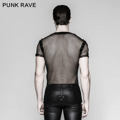T-468 Transparent Short Sleeves Gothic T-shirts With Bat Wings Collar?-??Punk Rave Clothing