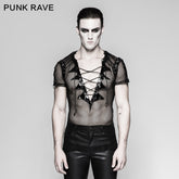 T-468 Transparent Short Sleeves Gothic T-shirts With Bat Wings Collar?-??Punk Rave Clothing