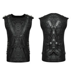 T-464 New Military Leather Straps Sleeveless Men Punk Vest?-??Punk Rave Clothing