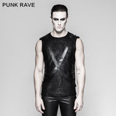 T-464 New Military Leather Straps Sleeveless Men Punk Vest?-??Punk Rave Clothing