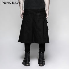 Q-321 Big Pockets Mens Kilts Metallic Middle Punk Skirt?-??Punk Rave Clothing