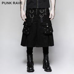Q-321 Big Pockets Mens Kilts Metallic Middle Punk Skirt?-??Punk Rave Clothing