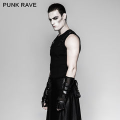 S-214 Punk Accessories Length Delicate Mesh Leather Mens Gloves?-??Punk Rave Clothing