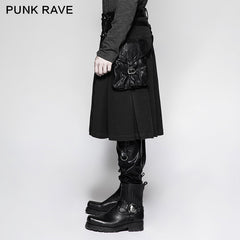 Q-319 Scottish Metallic Side Pockets Half Punk Skirt?-??Punk Rave Clothing