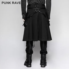 Q-319 Scottish Metallic Side Pockets Half Punk Skirt?-??Punk Rave Clothing