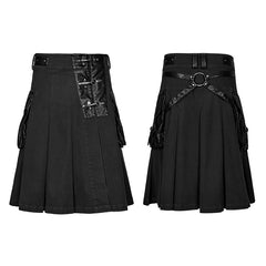 Q-319 Scottish Metallic Side Pockets Half Punk Skirt?-??Punk Rave Clothing