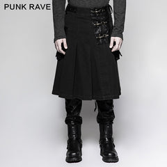 Q-319 Scottish Metallic Side Pockets Half Punk Skirt?-??Punk Rave Clothing