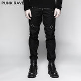 K-279 Straight-leg Trousers Men Fasteners Metal Punk Pants?-??Punk Rave Clothing