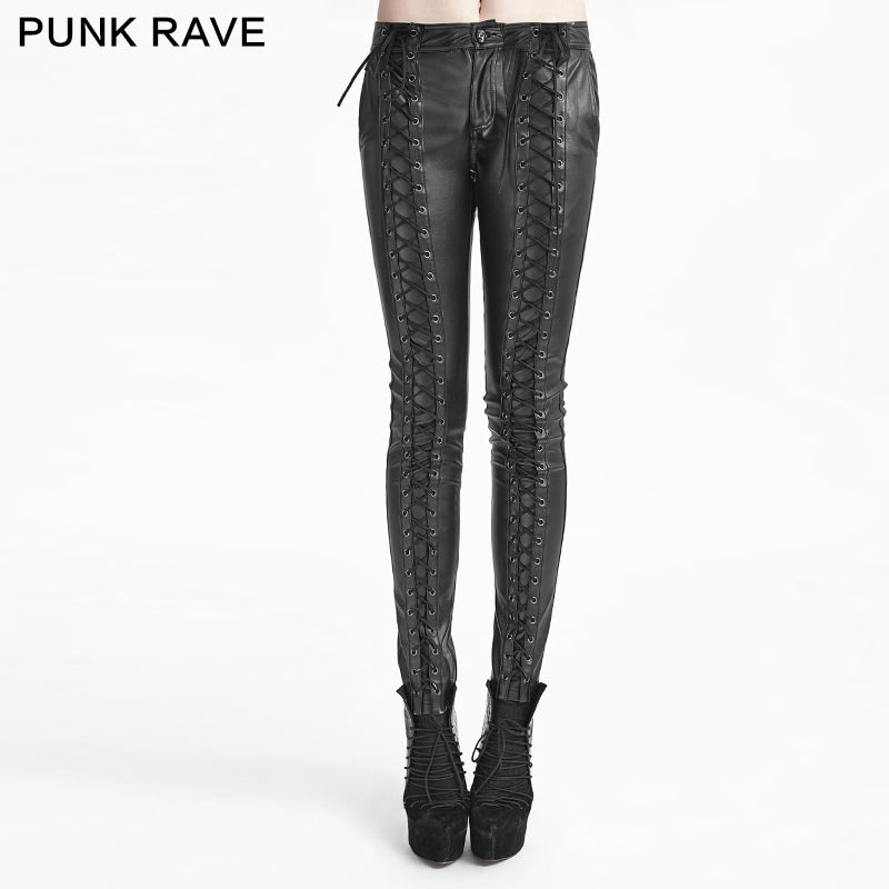 K-229 Latest Fashion Strap Leather Punk Pants For Women?-??Punk Rave Clothing