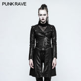 Y-787 Handsome Stand-collar Long Leather Punk Coat For Women?-??Punk Rave Clothing
