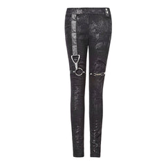 K-232 Winter Sexy Elastic Waist Skinny Punk Pants With Leather Straps?-??Punk Rave Clothing