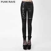 K-232 Winter Sexy Elastic Waist Skinny Punk Pants With Leather Straps?-??Punk Rave Clothing