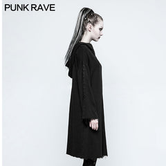 OPY-223 black Loose Sleeve Punk Hoodies With Adjustable Drawstring?-??Punk Rave Clothing