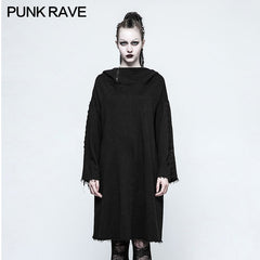 OPY-223 black Loose Sleeve Punk Hoodies With Adjustable Drawstring?-??Punk Rave Clothing