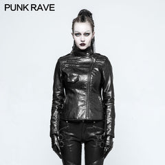 OPY-215 Motorcycle Slim-fitting Leather Punk Jacket For Women?-??Punk Rave Clothing