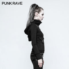 Y-789 Slim Well-fitting Elastic Hooded Punk Sweaters For Women?-??Punk Rave Clothing