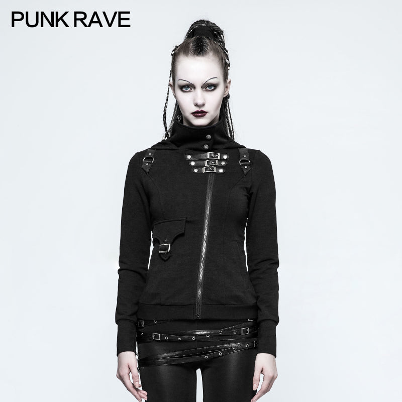 Y-789 Slim Well-fitting Elastic Hooded Punk Sweaters For Women?-??Punk Rave Clothing