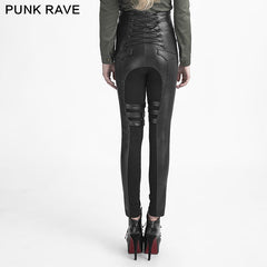 K-233 Gaiters Straps Winter Military High Waist Female Punk Pants?-??Punk Rave Clothing