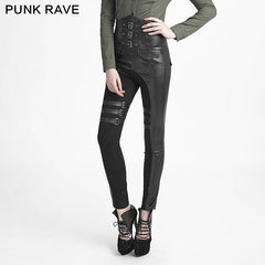 K-233 Gaiters Straps Winter Military High Waist Female Punk Pants?-??Punk Rave Clothing