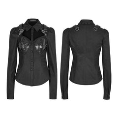 Y-788 Women Sexy Wild Rivet Punk Shirts With Hollow Out Design?-??Punk Rave Clothing