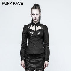 Y-788 Women Sexy Wild Rivet Punk Shirts With Hollow Out Design?-??Punk Rave Clothing