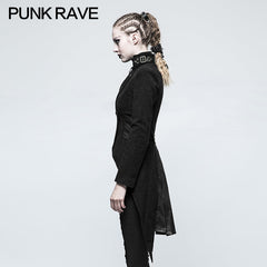 Y-771 Women Swallow Tail Worsted black Punk Jacket With Bronze Accessories?-??Punk Rave Clothing