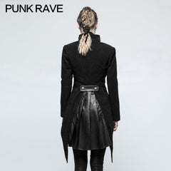 Y-771 Women Swallow Tail Worsted black Punk Jacket With Bronze Accessories?-??Punk Rave Clothing
