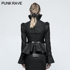 Y-778 Fashion Stand-collar black Short Punk Jacket Shirt With Trumpet Sleeve?-??Punk Rave Clothing