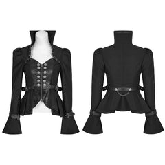Y-778 Fashion Stand-collar black Short Punk Jacket Shirt With Trumpet Sleeve?-??Punk Rave Clothing