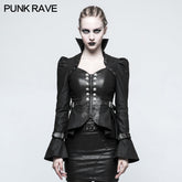 Y-778 Fashion Stand-collar black Short Punk Jacket Shirt With Trumpet Sleeve?-??Punk Rave Clothing